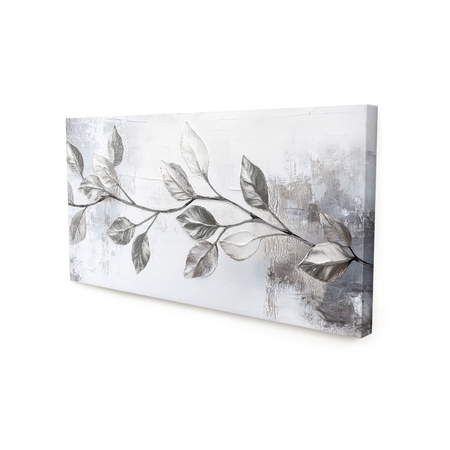 Abstract Silver Leaves and Branches Painting