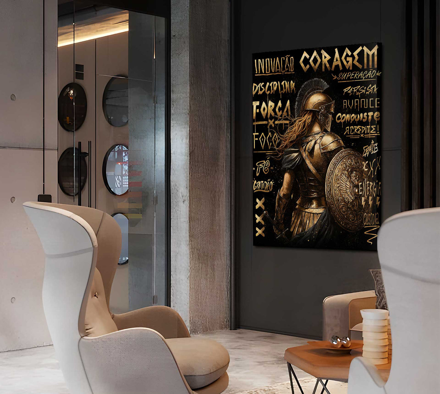 Golden Spartan Frame – Bold Warrior Wall Art