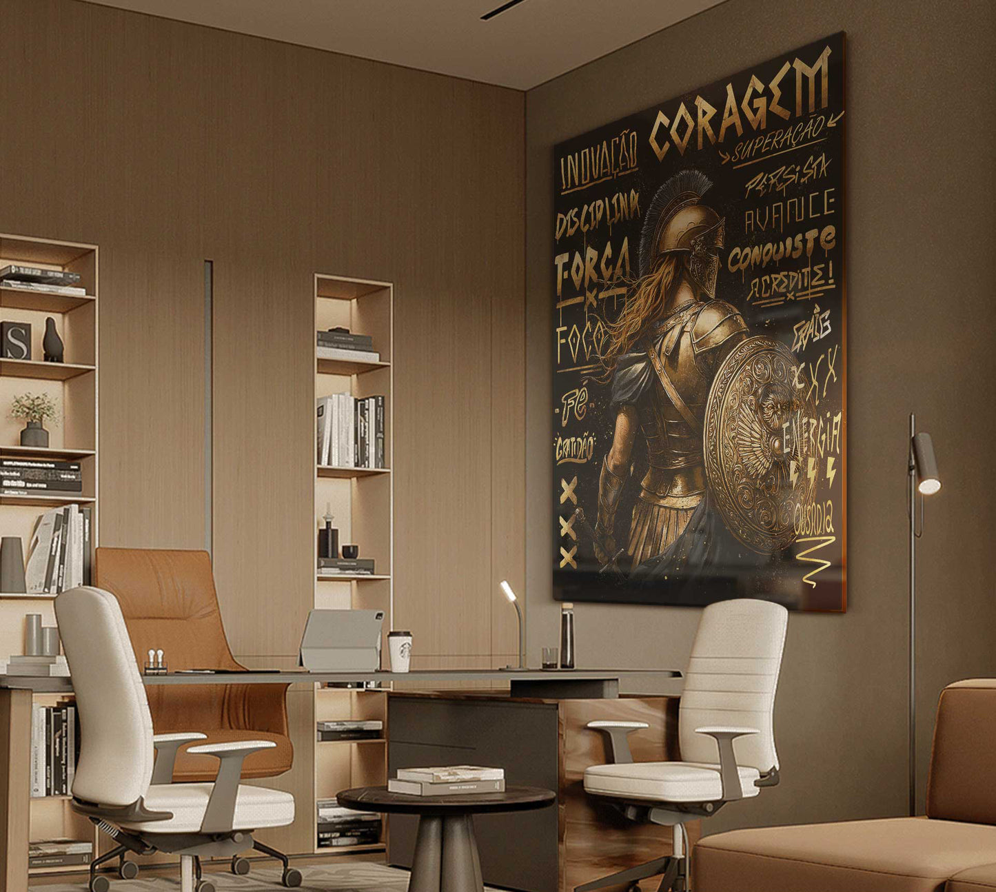 Golden Spartan Frame – Bold Warrior Wall Art