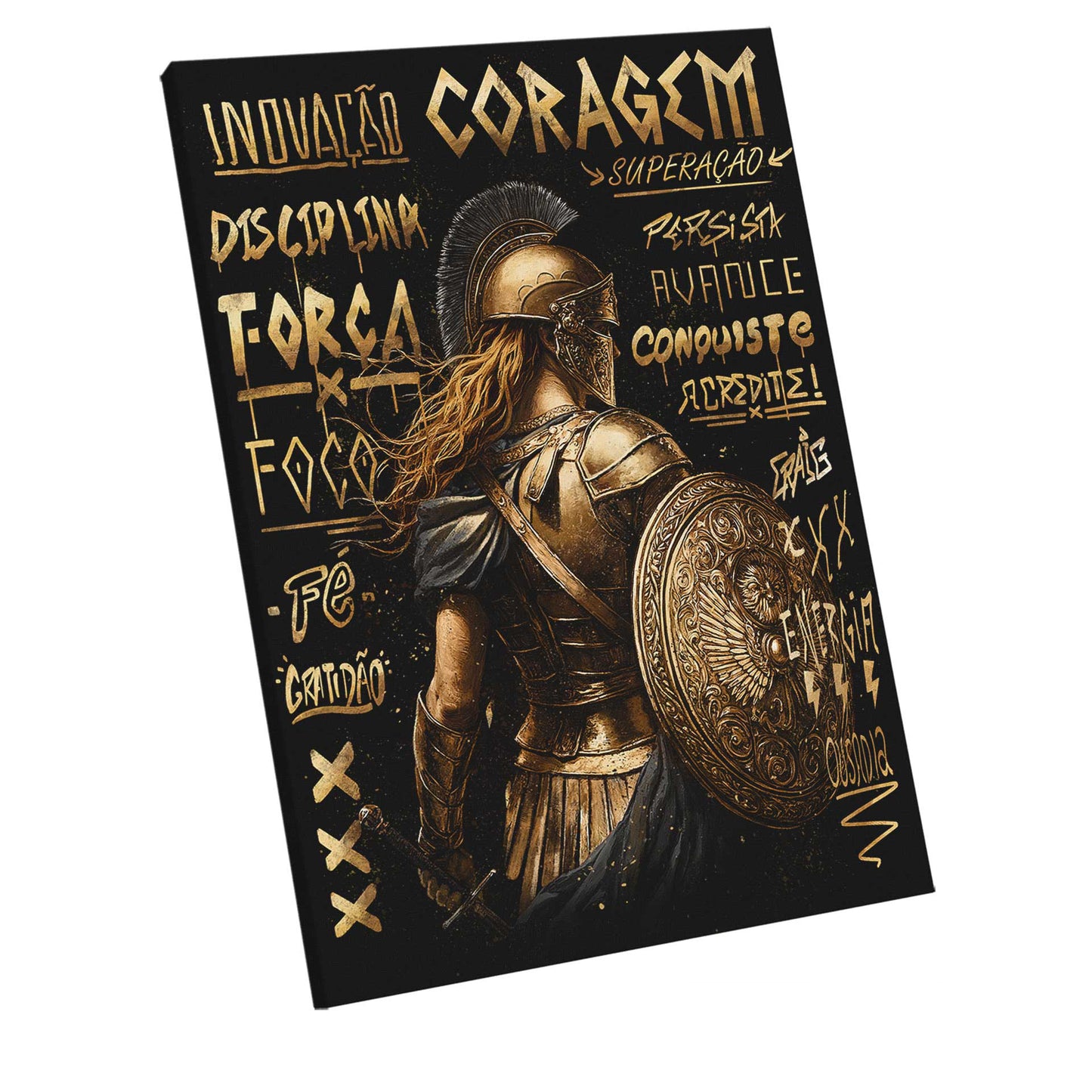 Golden Spartan Frame – Bold Warrior Wall Art