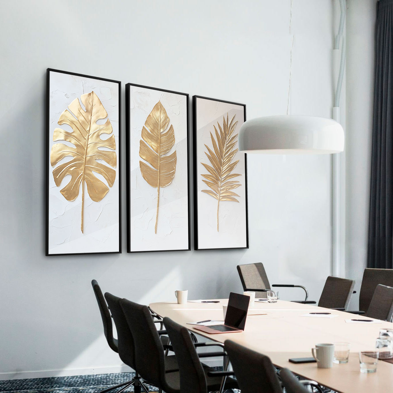 Abstract Golden Leaves Painting