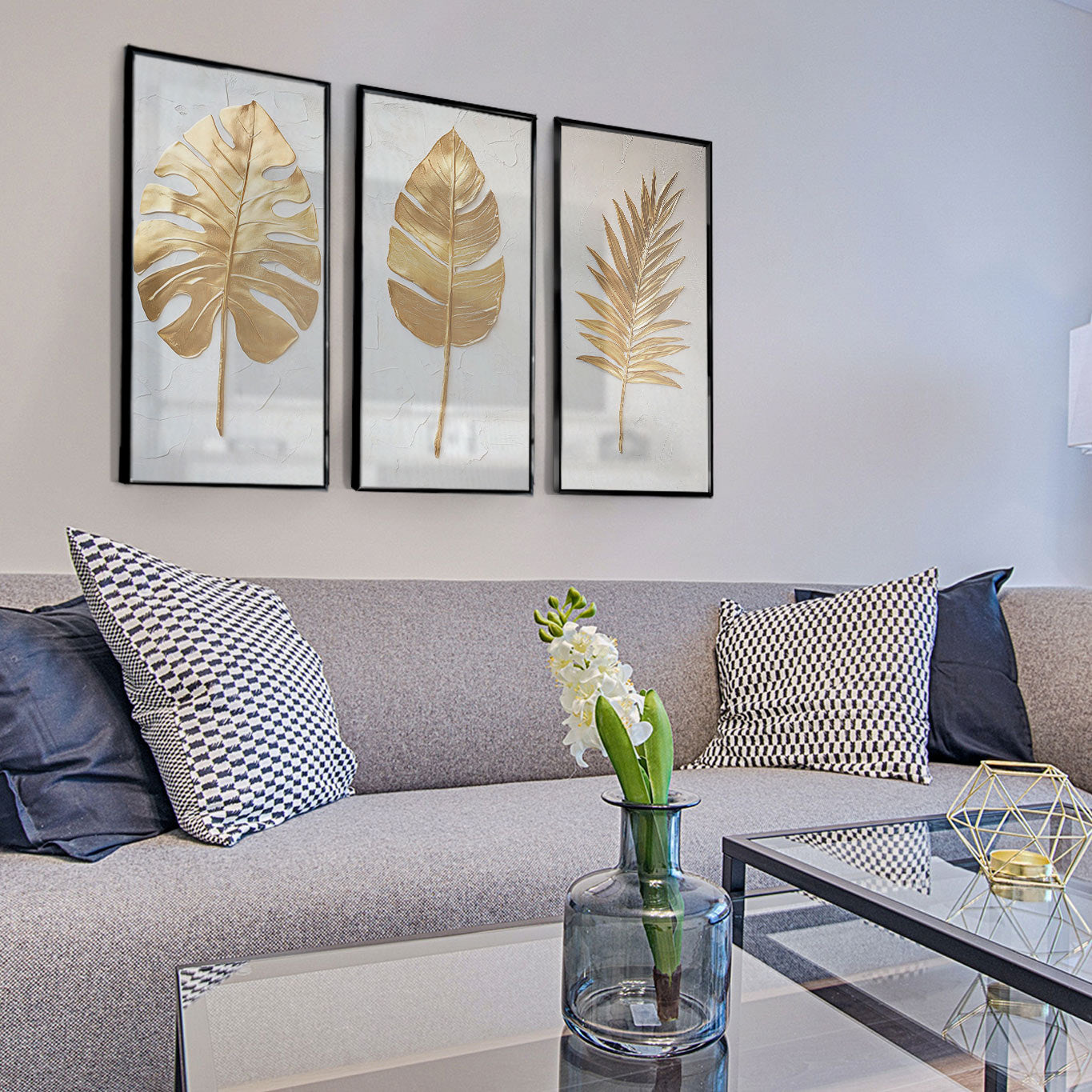 Abstract Golden Leaves Painting