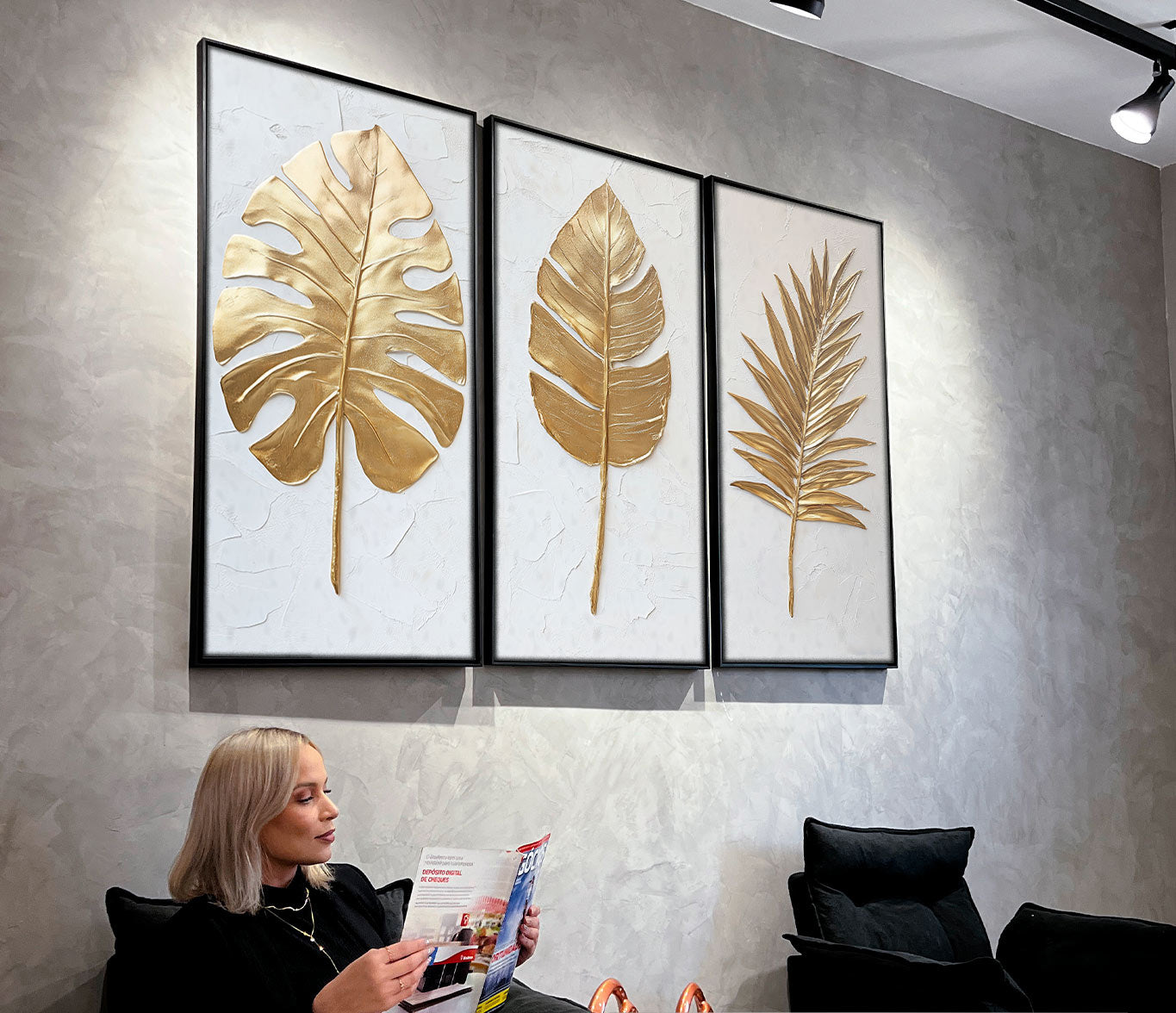 Abstract Golden Leaves Painting