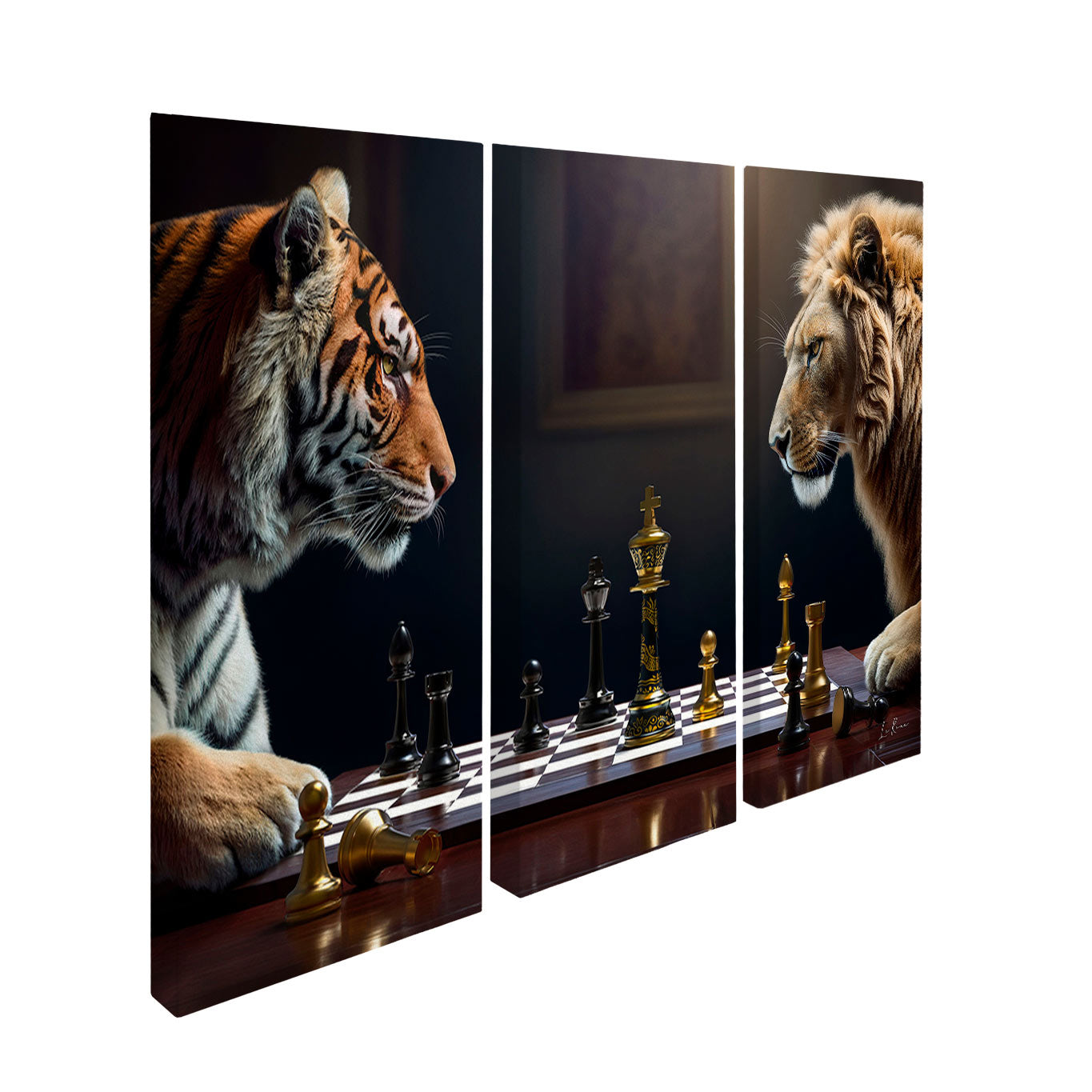 Game of Beast Lion vs Tiger Chess Wall Art