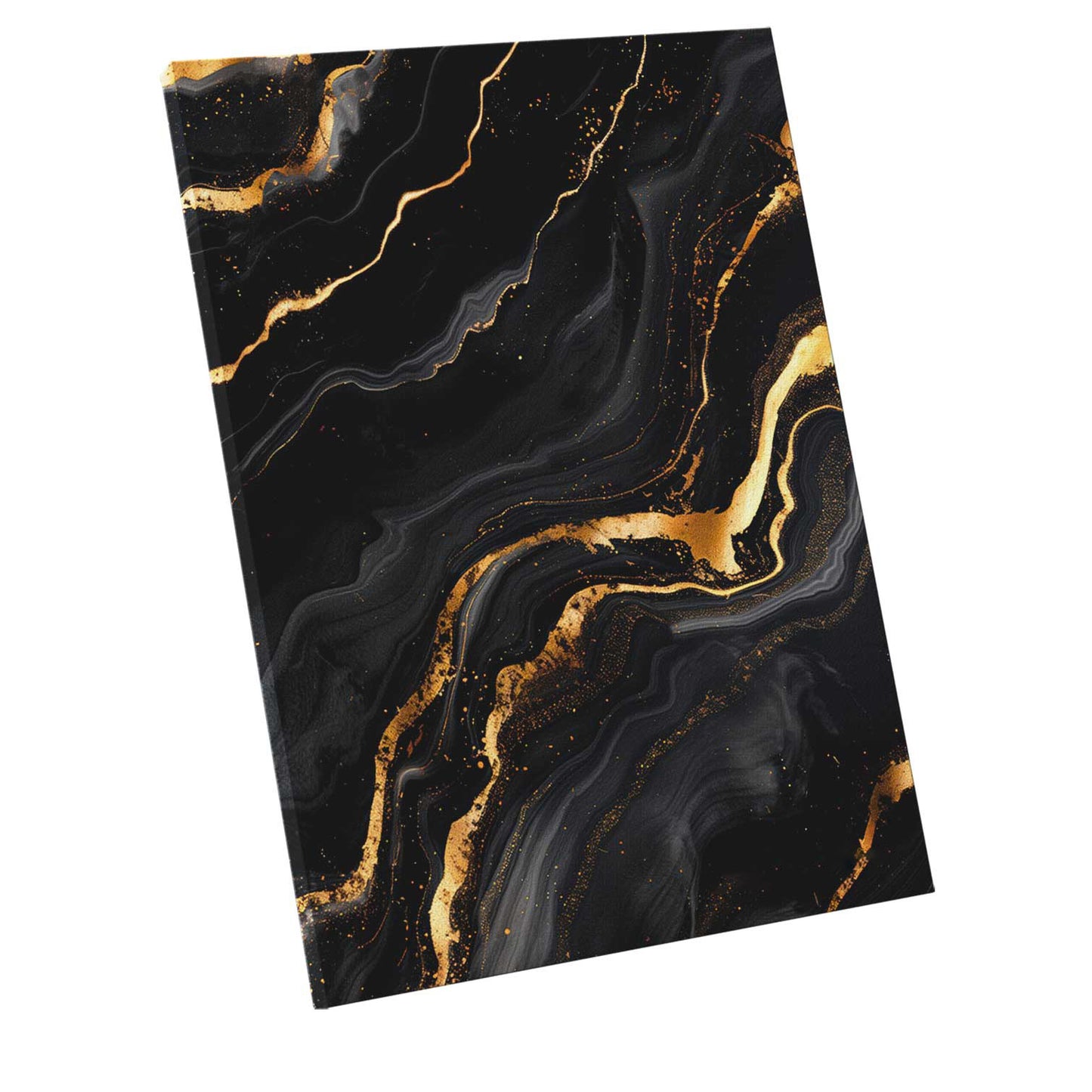 Abstract Gold Marble Frame on Black Canvas