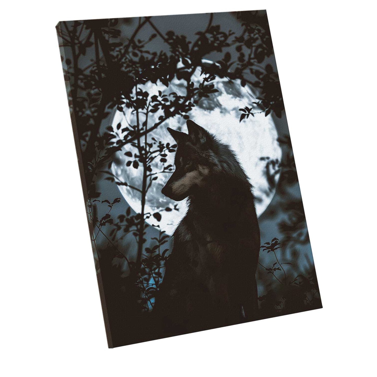 Wolf on Full Moon Majestic Night Painting