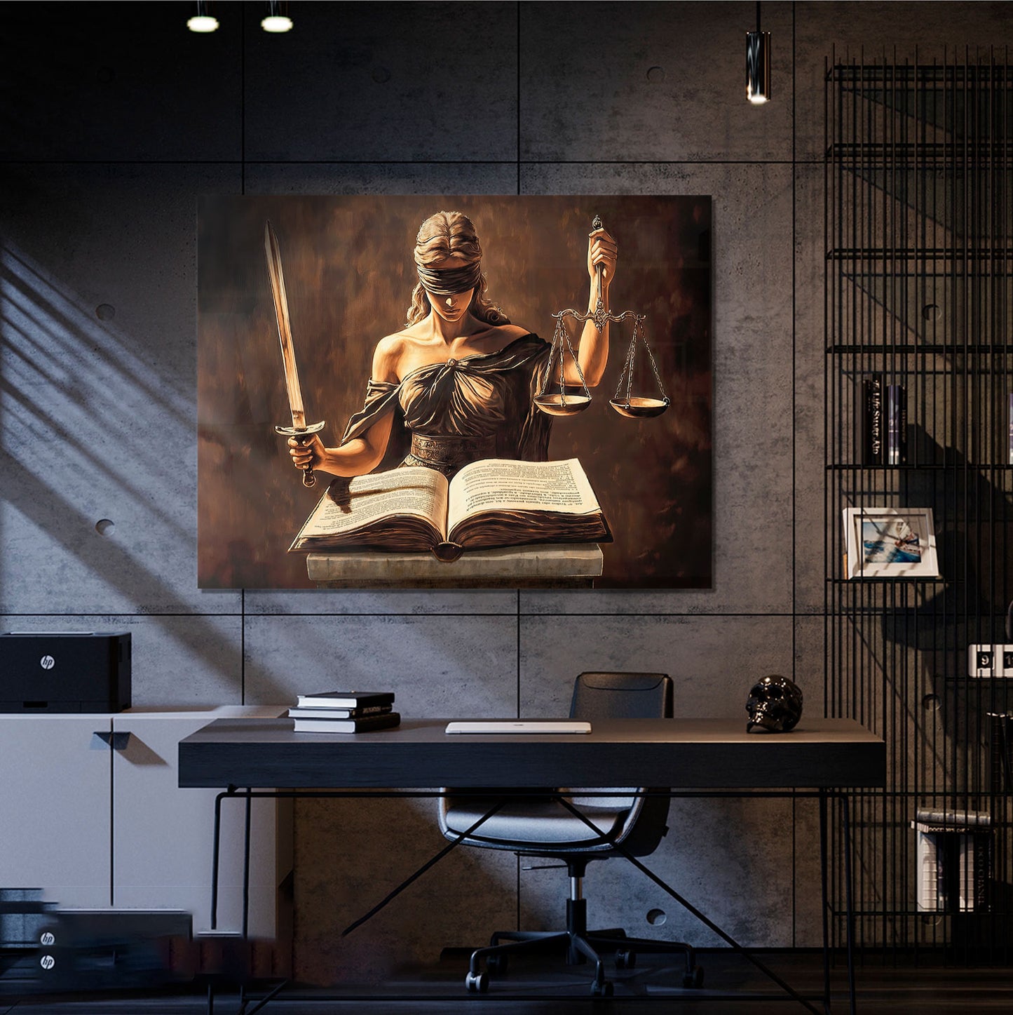 Painting of Goddess Themis Scriptures of Law Wall Art for Elegant Decor