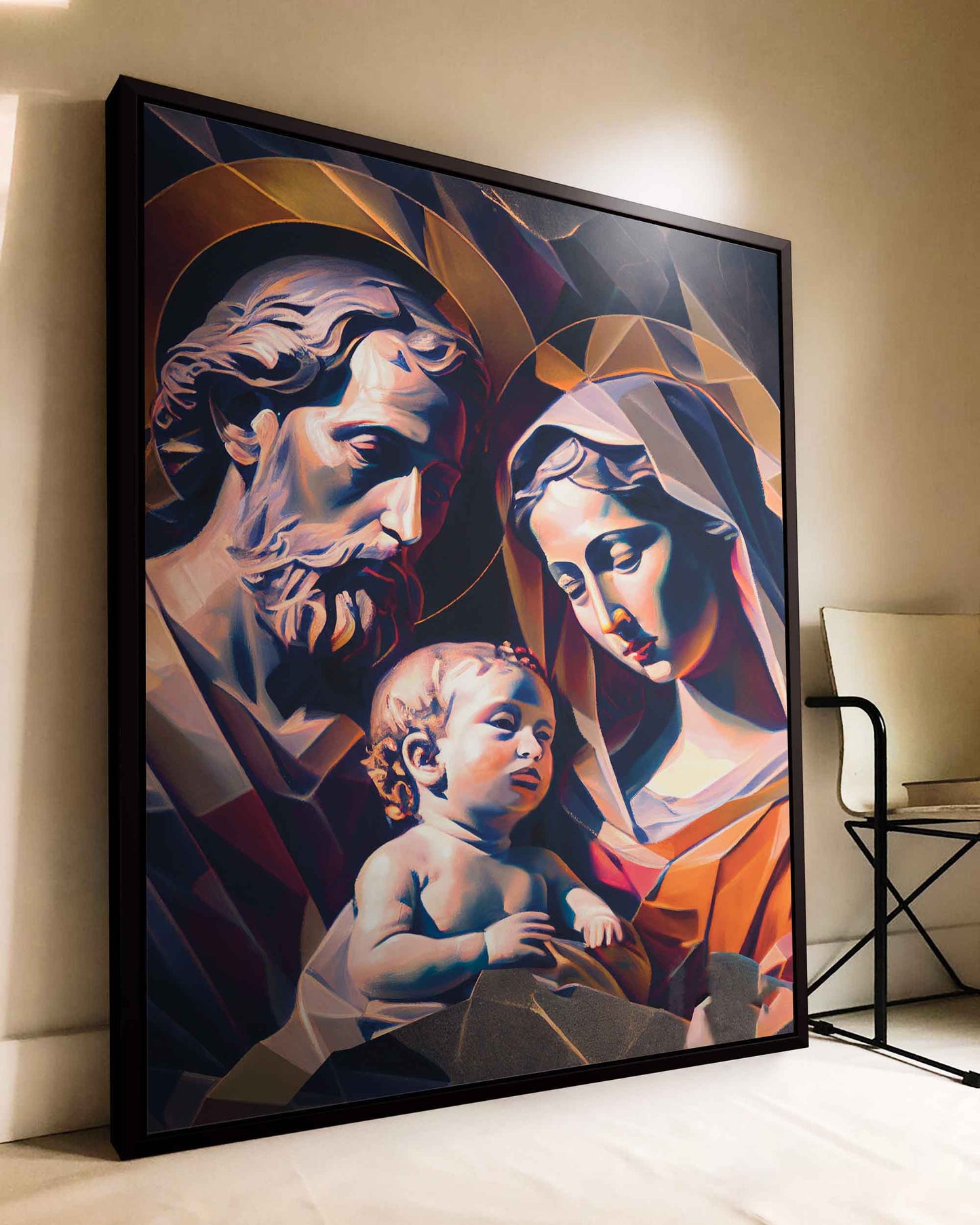 Geometric Holy Family Painting