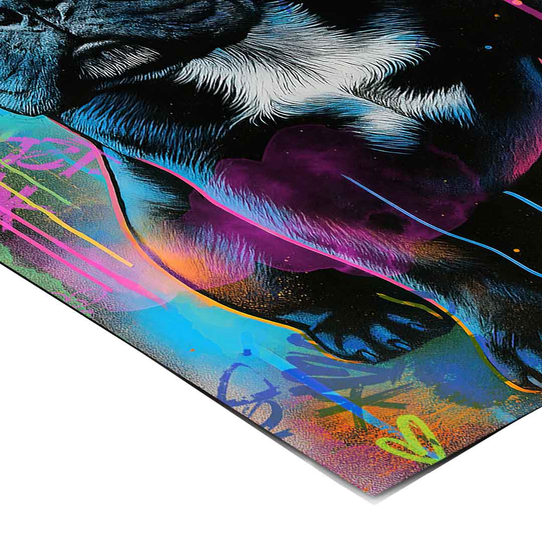 Modern wall art print with an eye-catching graffiti-pop aesthetic suitable for kids' rooms and contemporary spaces