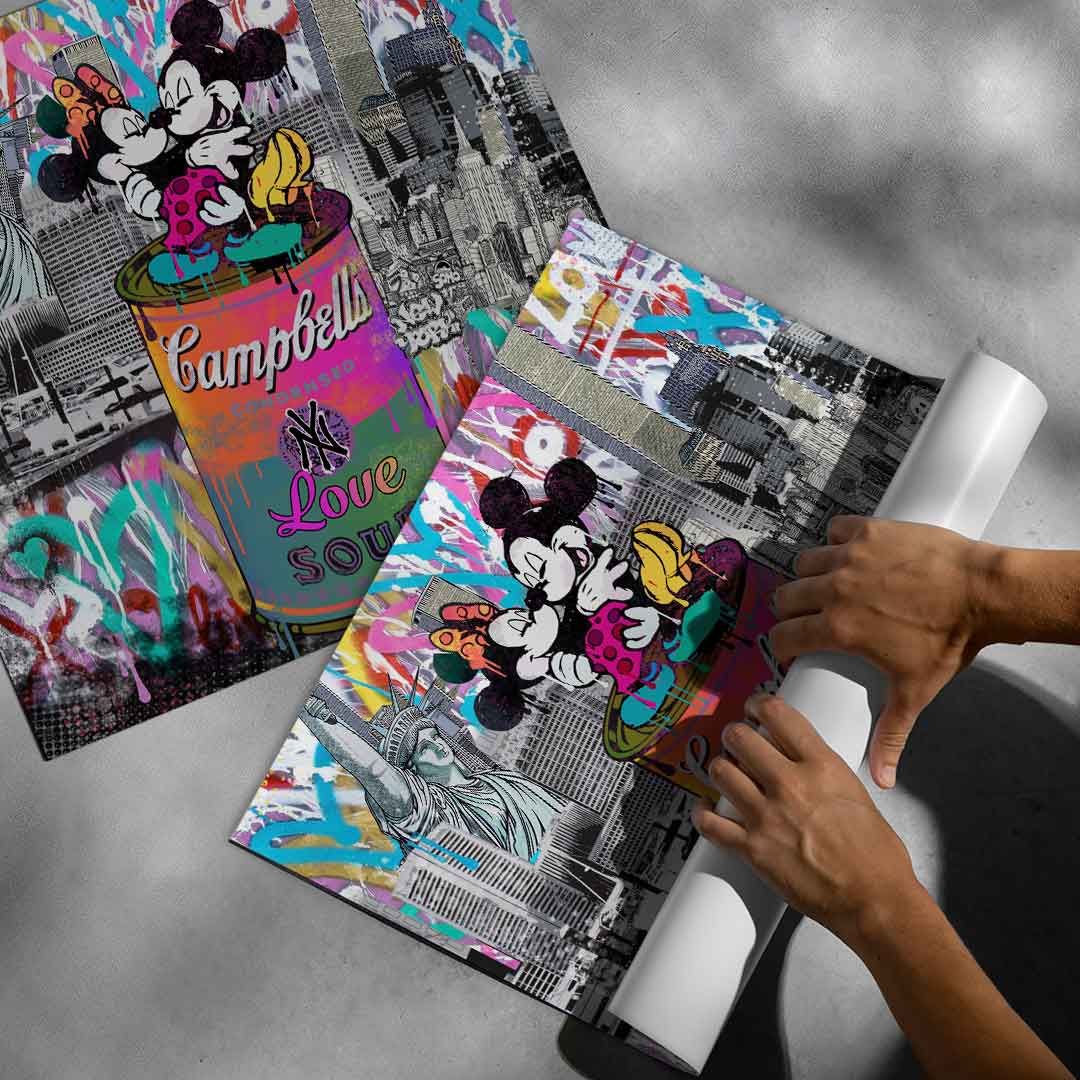 Vibrant, modern wall art suitable for eclectic and youth-oriented spaces.
