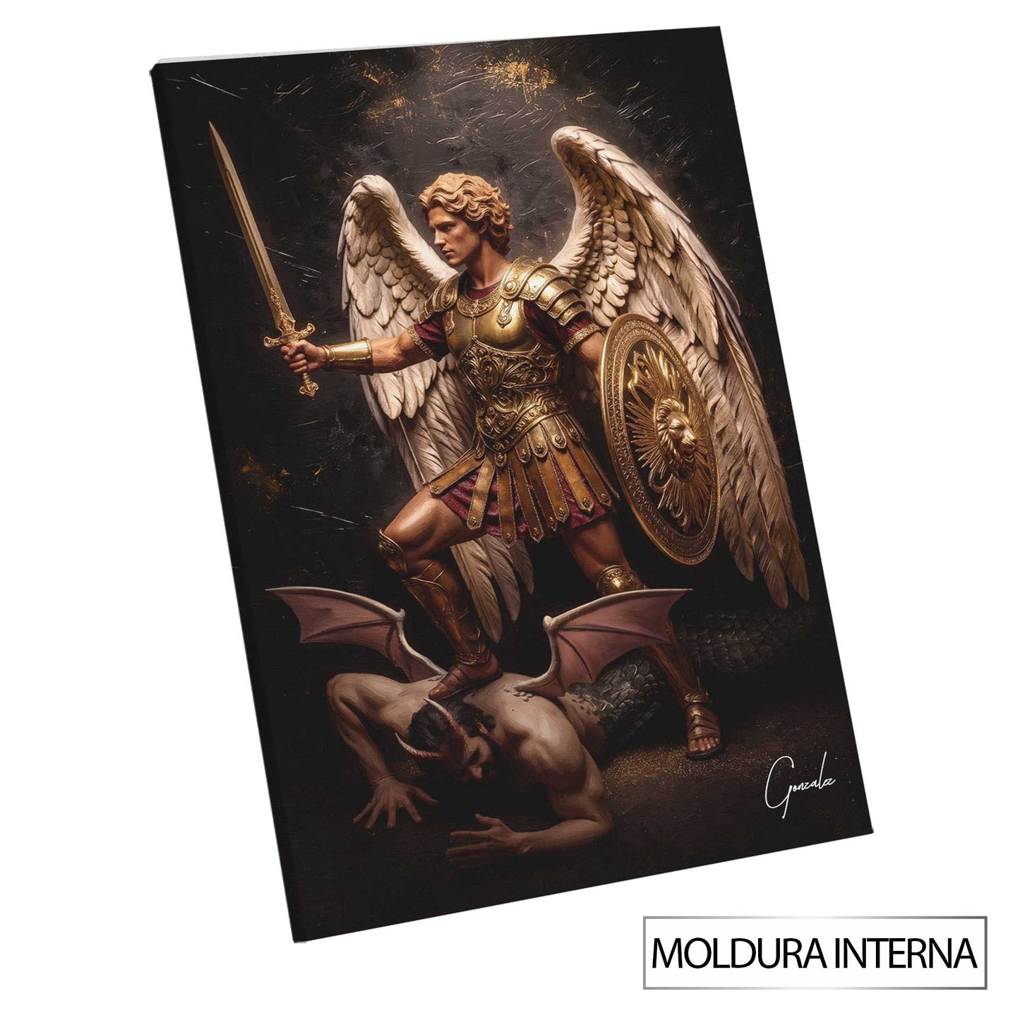 Golden Saint Michael Painting - Archangel Michael Religious Wall Art - Image 8