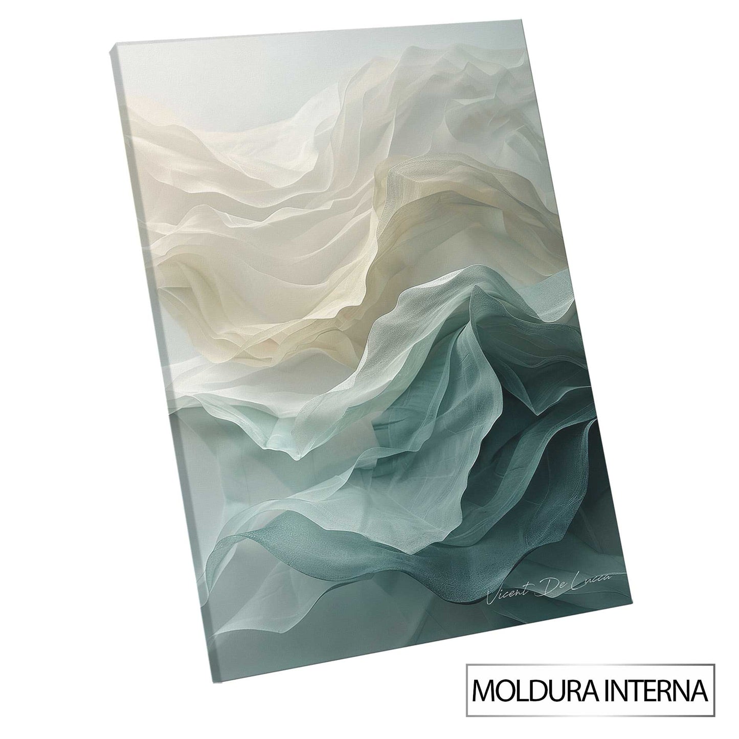 Organic abstract art with flowing forms and mint-teal palette