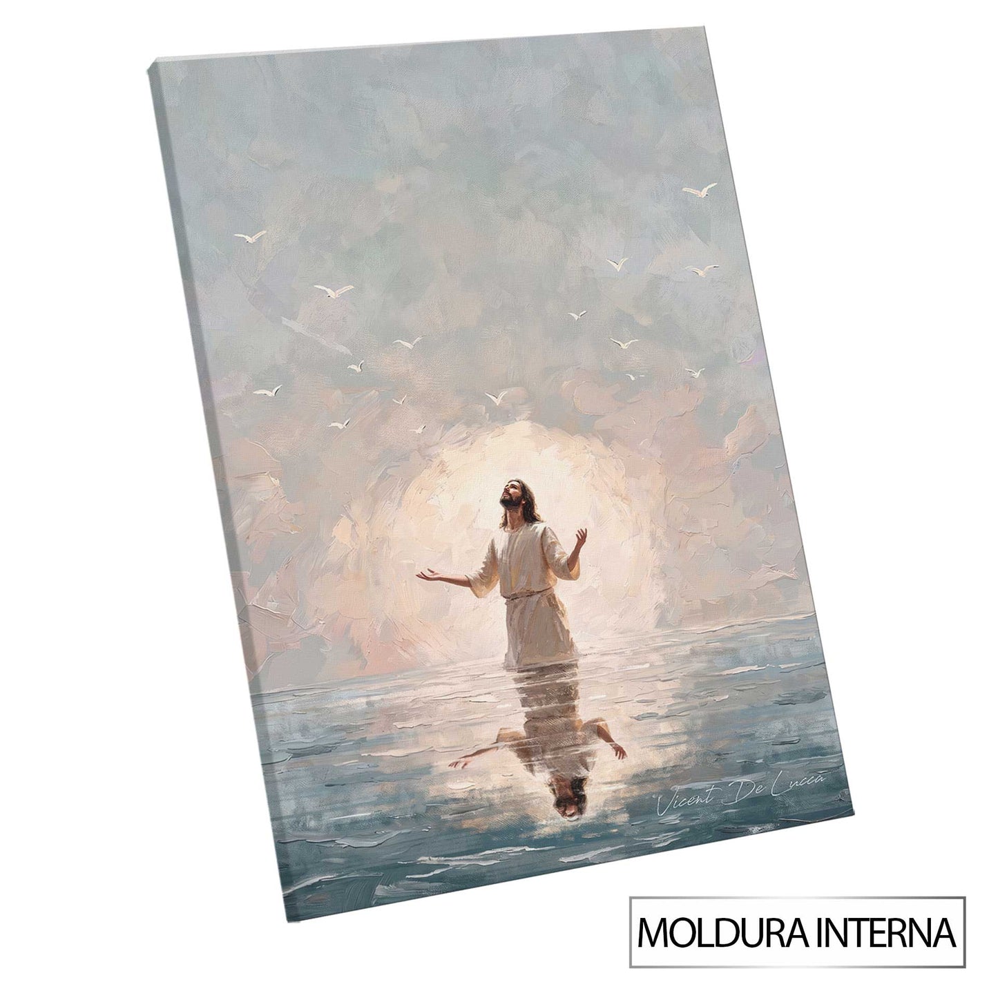 Overall tranquil scene of Christ in Infinite Peace as a focal point for religious wall decor.