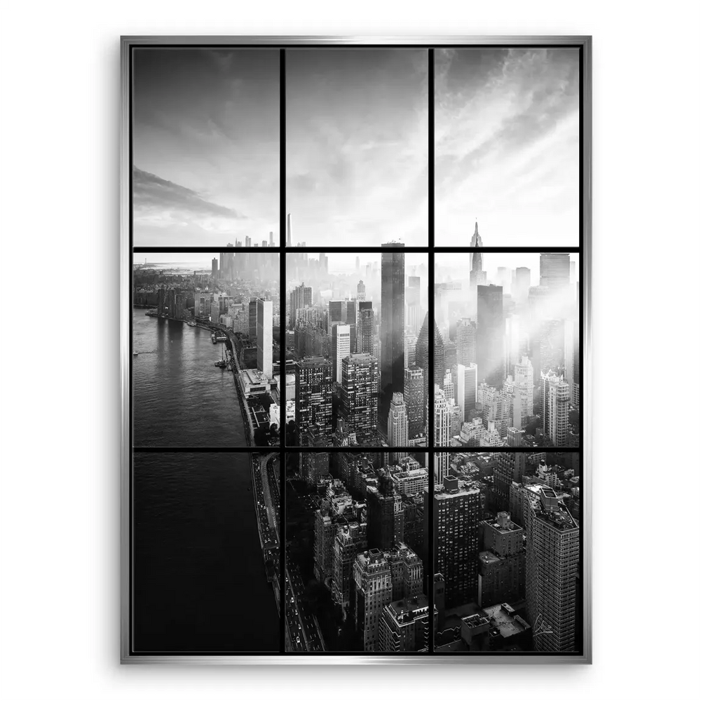 Calm, contemplative metropolis canvas print for contemporary interiors