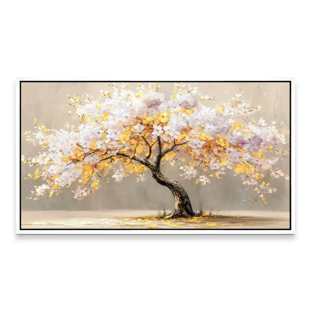 Overall canvas in a serene floral wall art composition designed for living rooms.