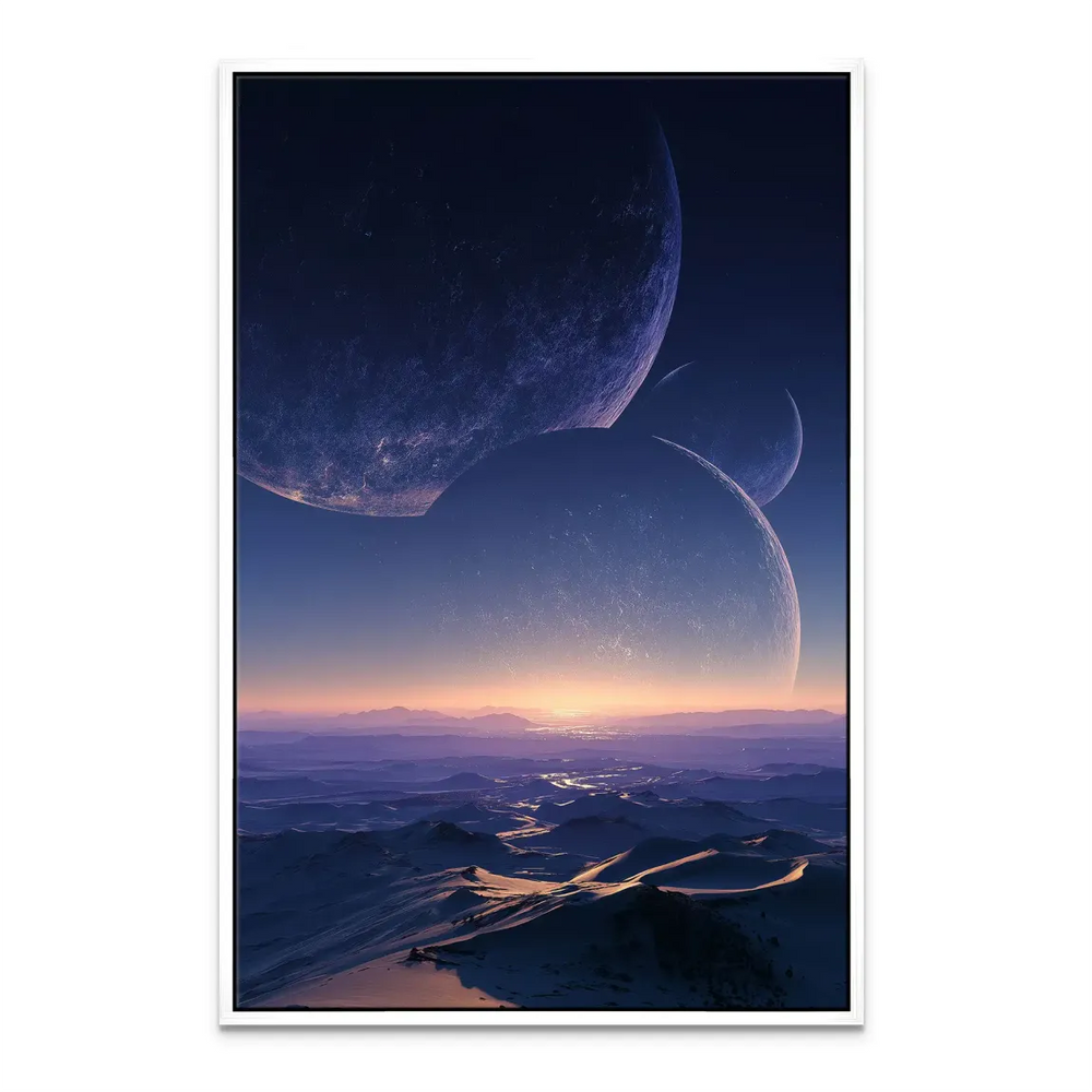 Overall serene, wondrous atmosphere in contemporary wall art.
