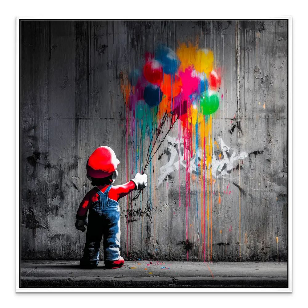 Pop graffiti-inspired wall art ready for display on canvas.