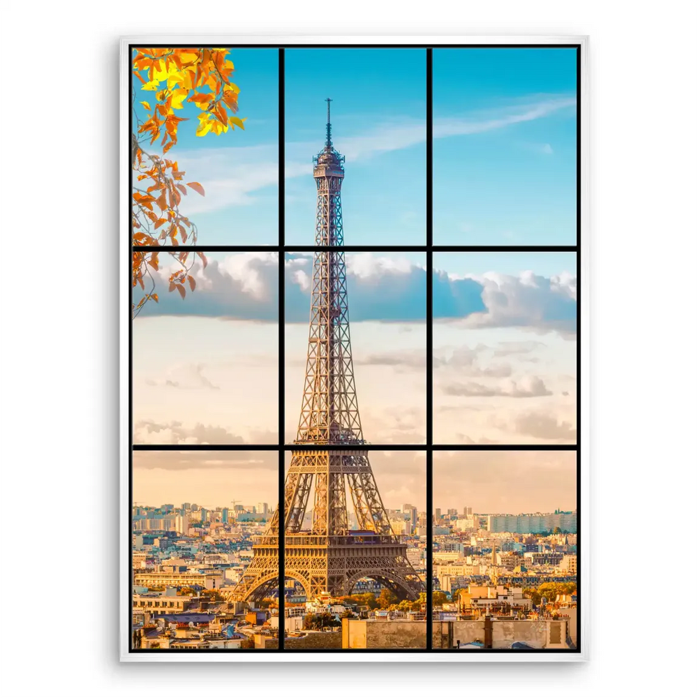 Travel-inspired wall art depicting Paris morning glow with cityscape and landscape elements.