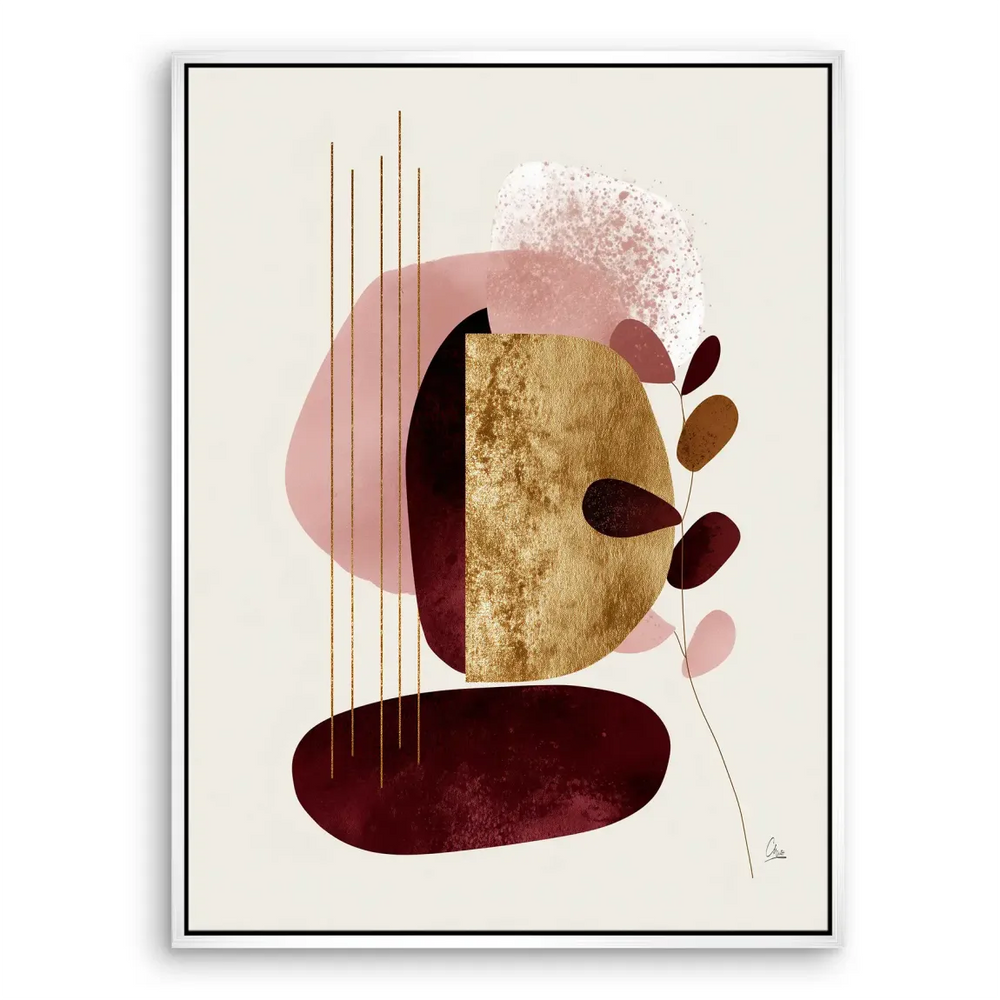 Versatile wall art for living rooms, bedrooms, or offices with gold lines and organic shapes