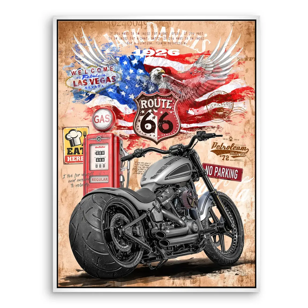Harley Route 66 Canvas Print - Vintage Americana Wall Art - Image 8