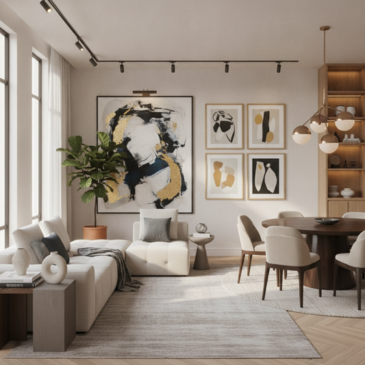 Contemporary Wall Art Placement for Open-Plan Homes — Scale, Grouping & Lighting Tips
