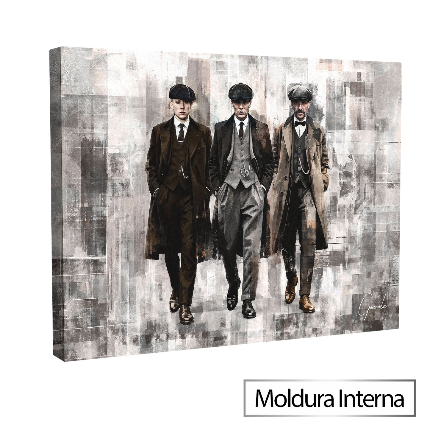 Three-figure grid art framed print for contemporary interiors