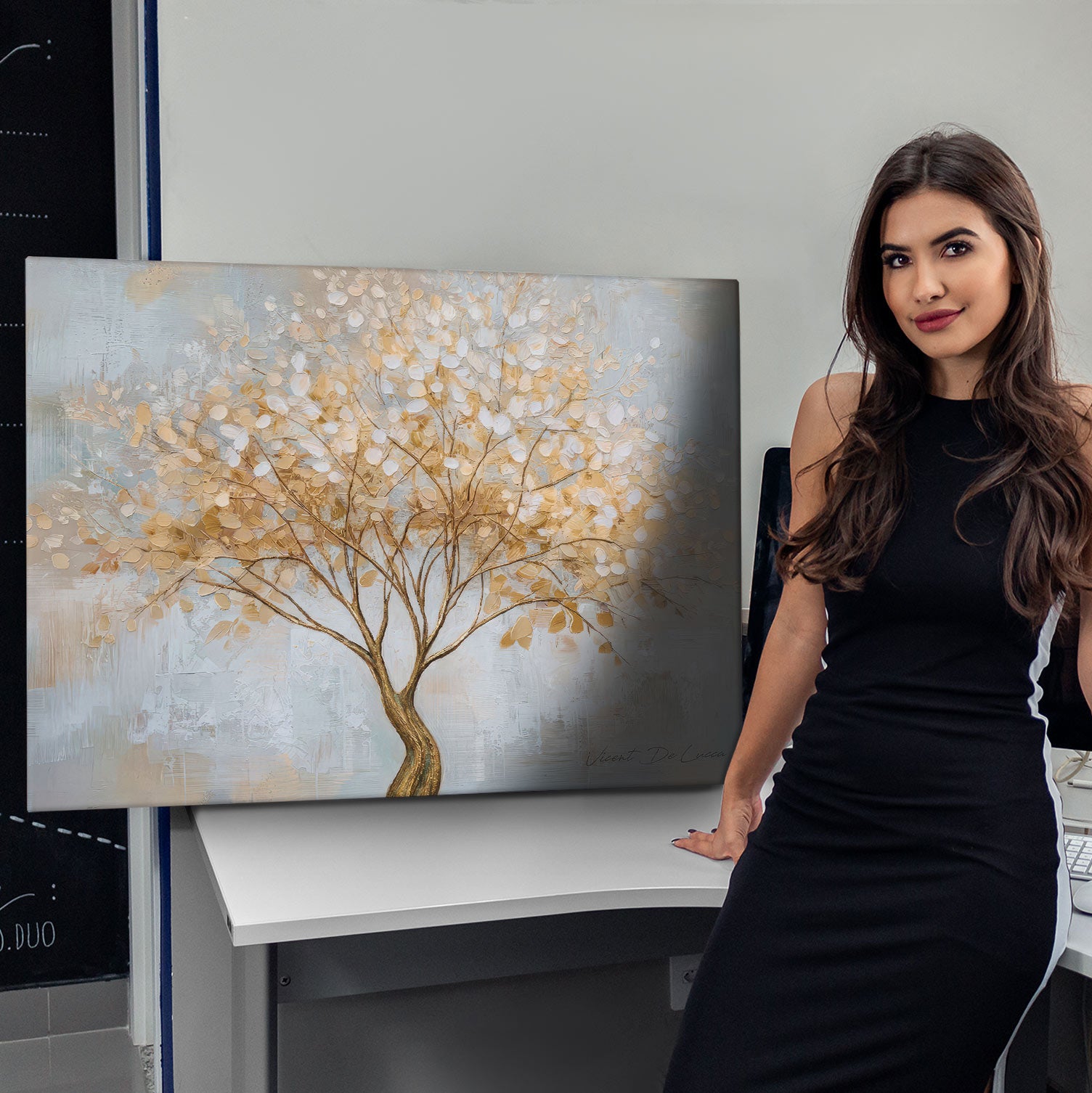 Neutral-toned wall art suitable for living rooms and offices