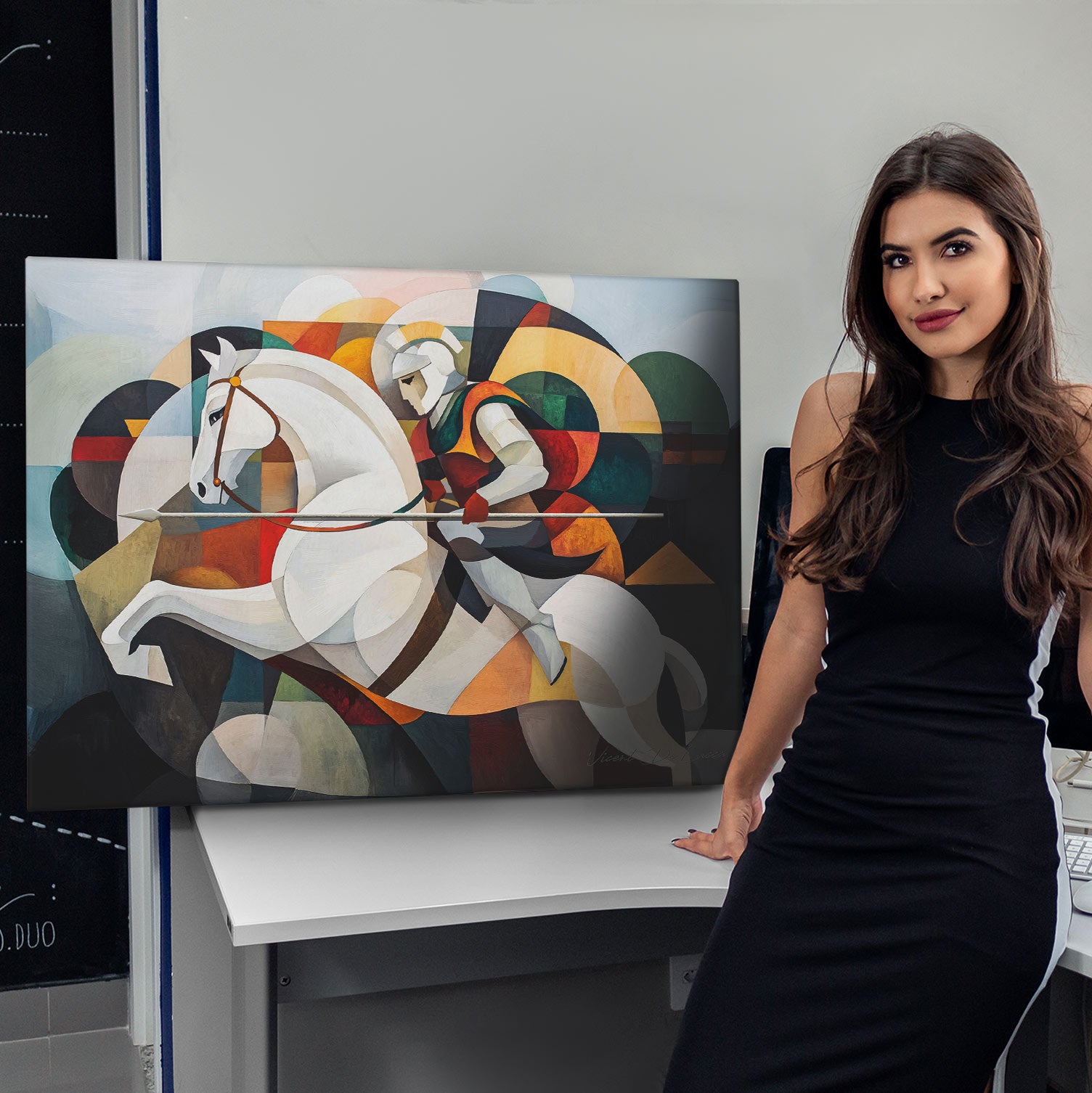 Saint George depicted in a modern abstract art form