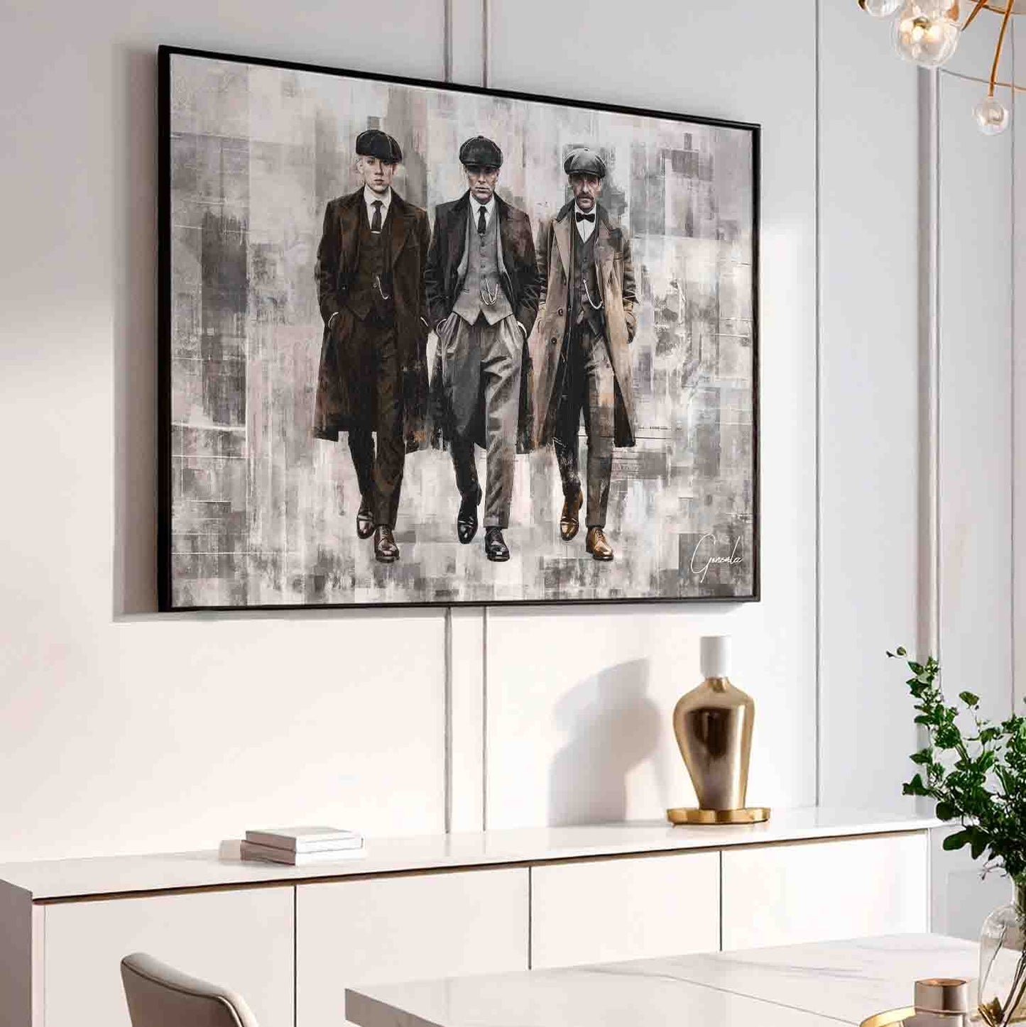 Limited palette wall art with brown highlights