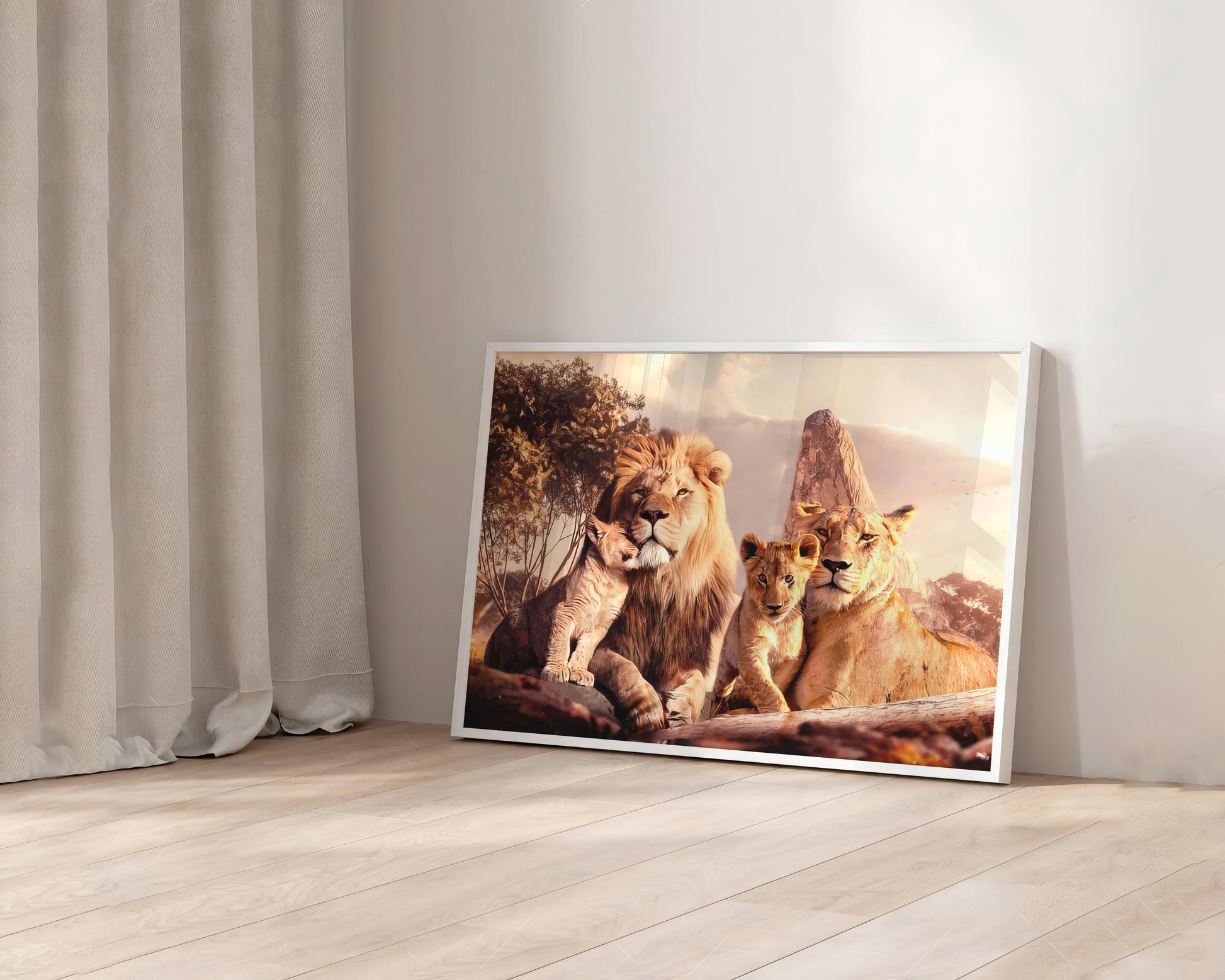 roaring-cozy-lion-family-wall-art