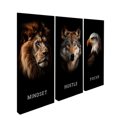 Mindset Hustle Focus Motivational Wall Art Set