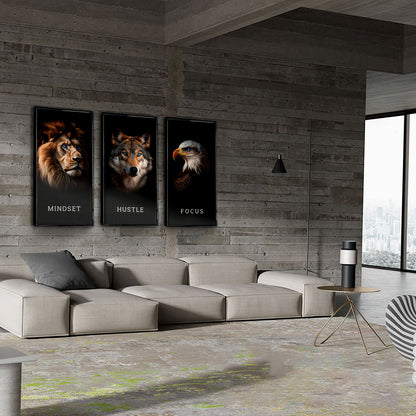 Mindset Hustle Focus Motivational Wall Art Set