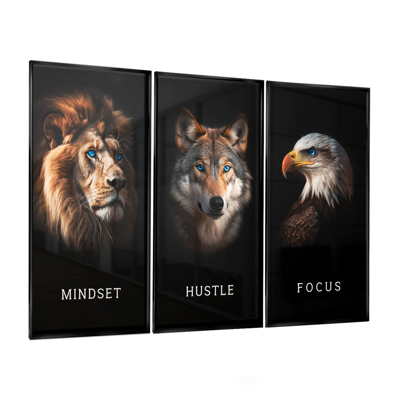 Mindset Hustle Focus Motivational Wall Art Set