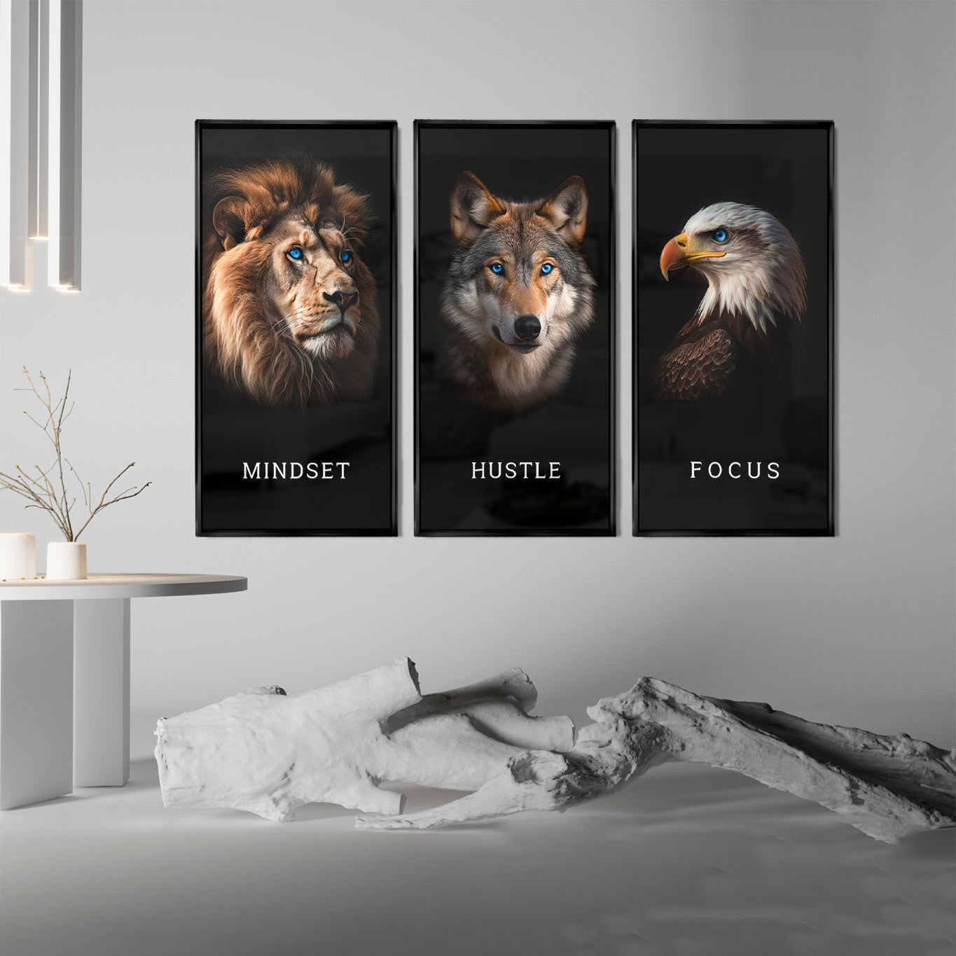 Mindset Hustle Focus Motivational Wall Art Set