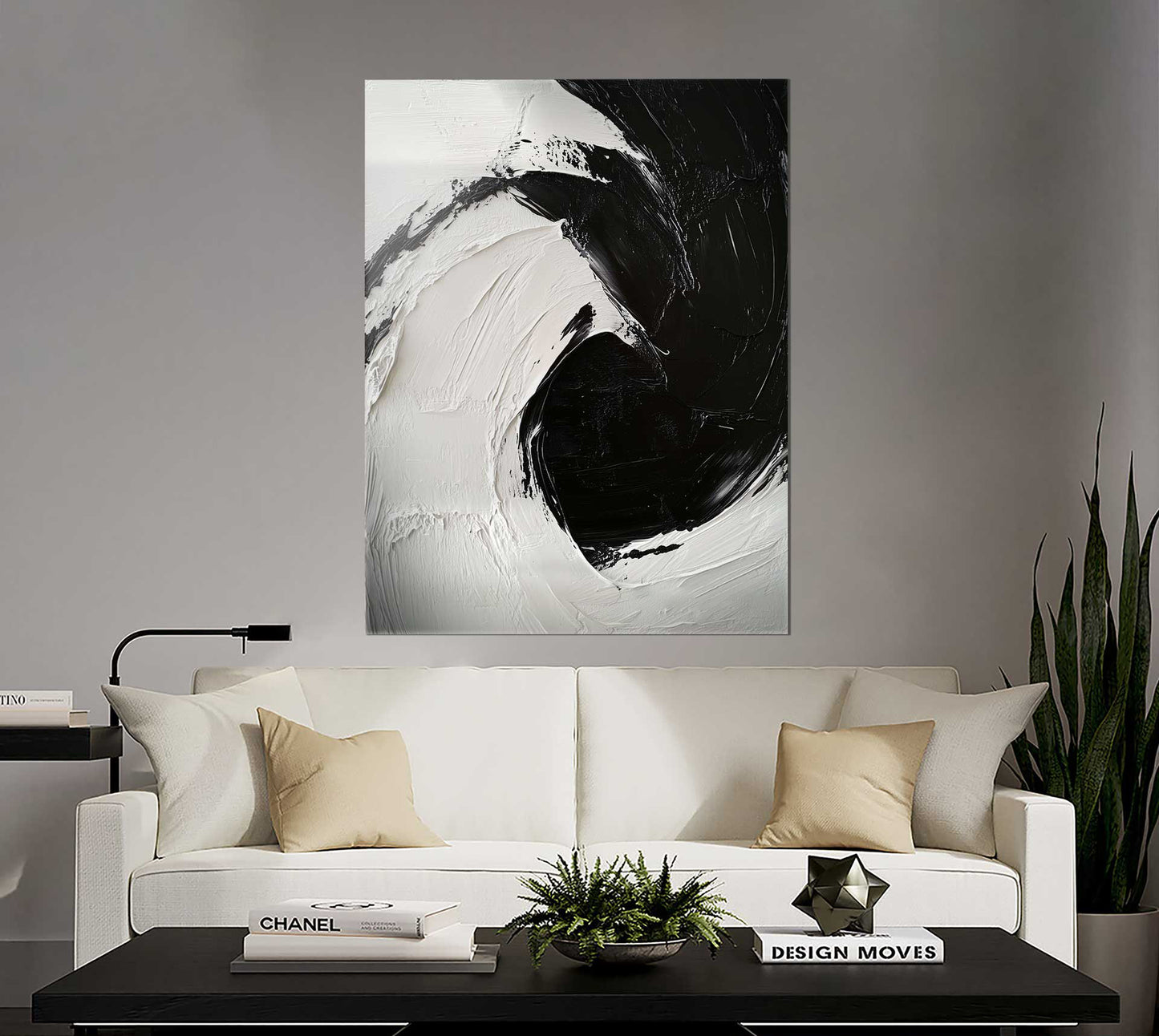 Abstract Black and White Painting Harmonic Duality