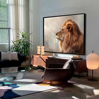 Lion’s Plenitude Painting – Majestic & Serene Wildlife Art