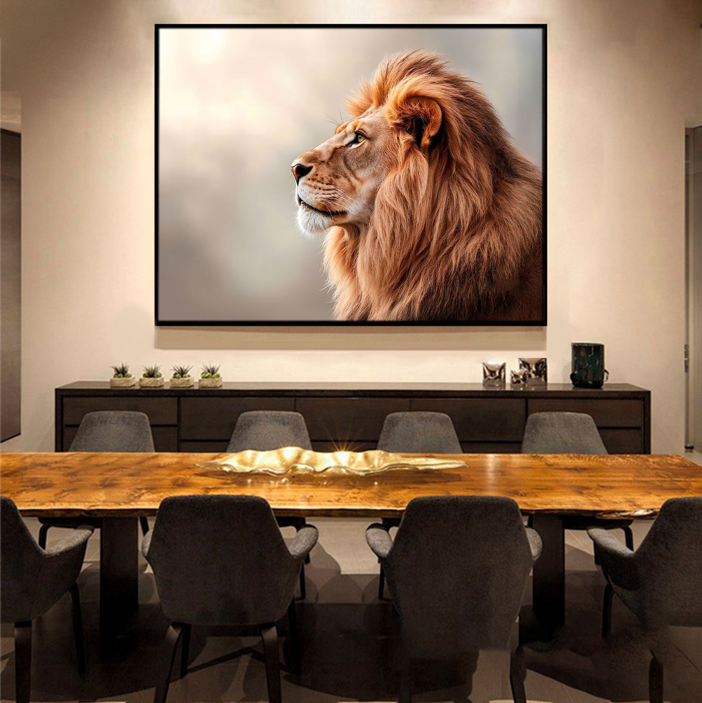 Lion’s Plenitude Painting – Majestic & Serene Wildlife Art