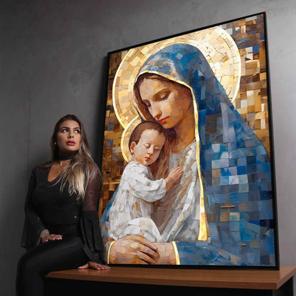 Mary and Jesus Grid Art Painting