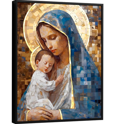 Mary and Jesus Grid Art Painting