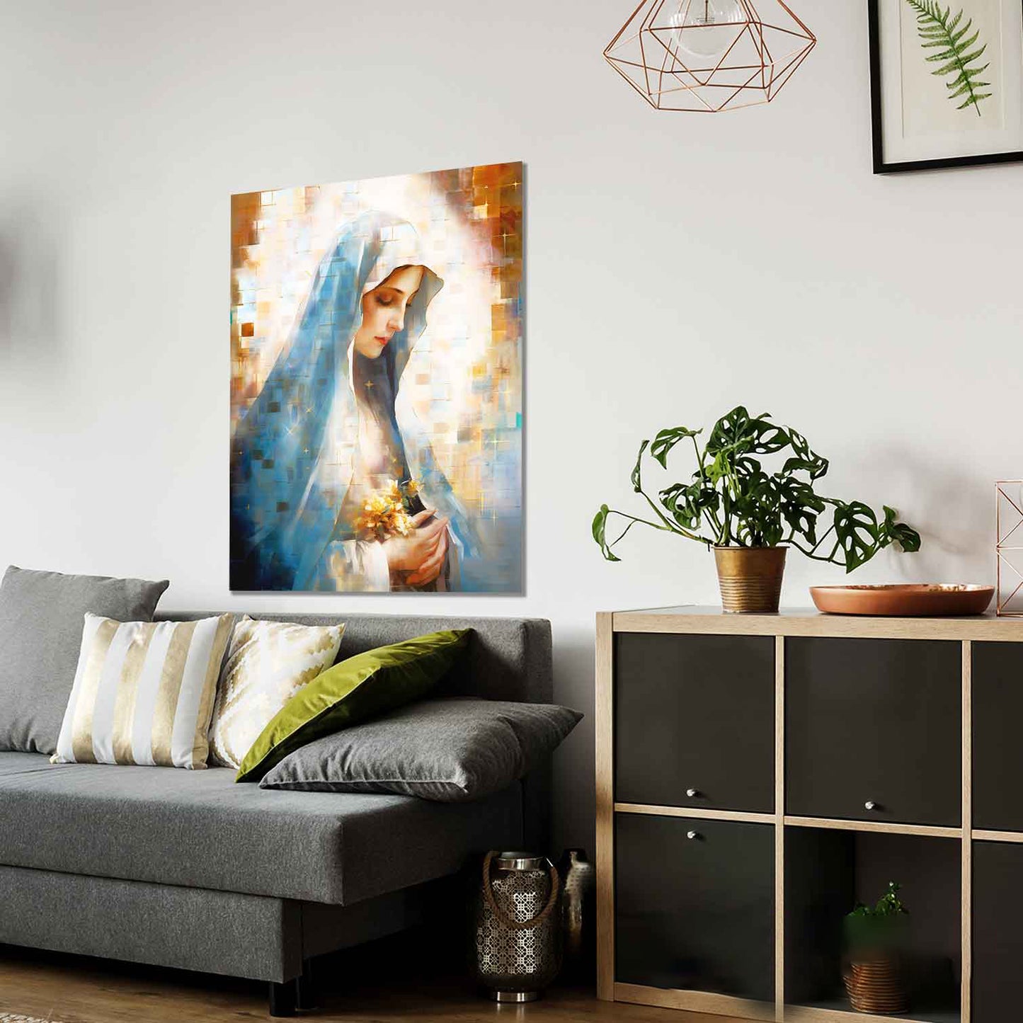 Our Lady of Grace Grid Art Frame – Marian Devotional Wall Art