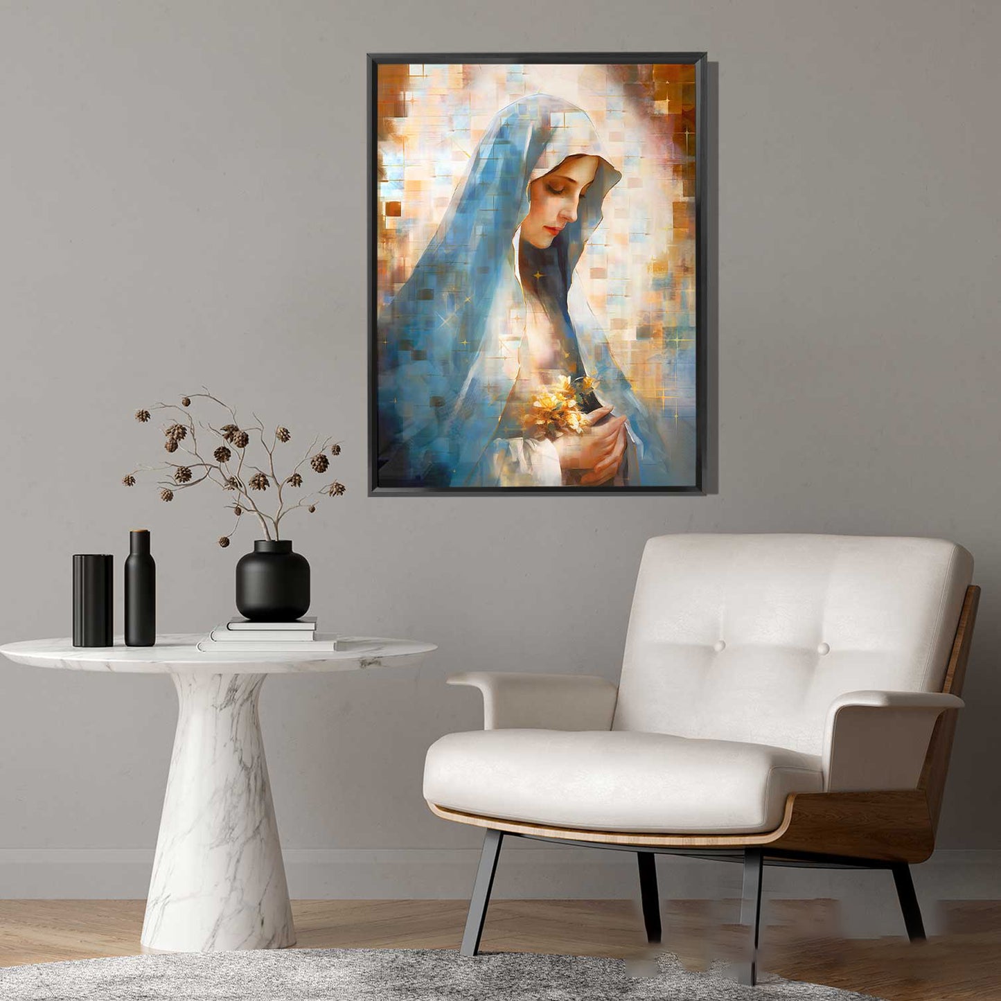 Our Lady of Grace Grid Art Frame – Marian Devotional Wall Art