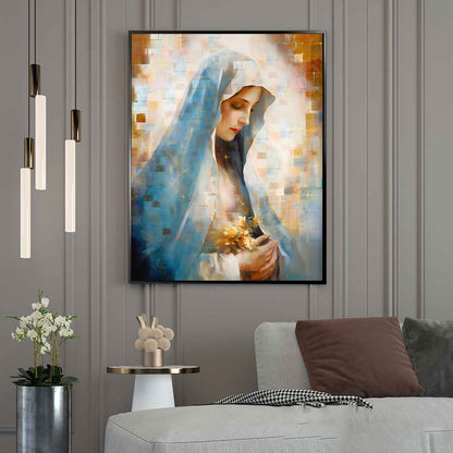 Our Lady of Grace Grid Art Frame – Marian Devotional Wall Art