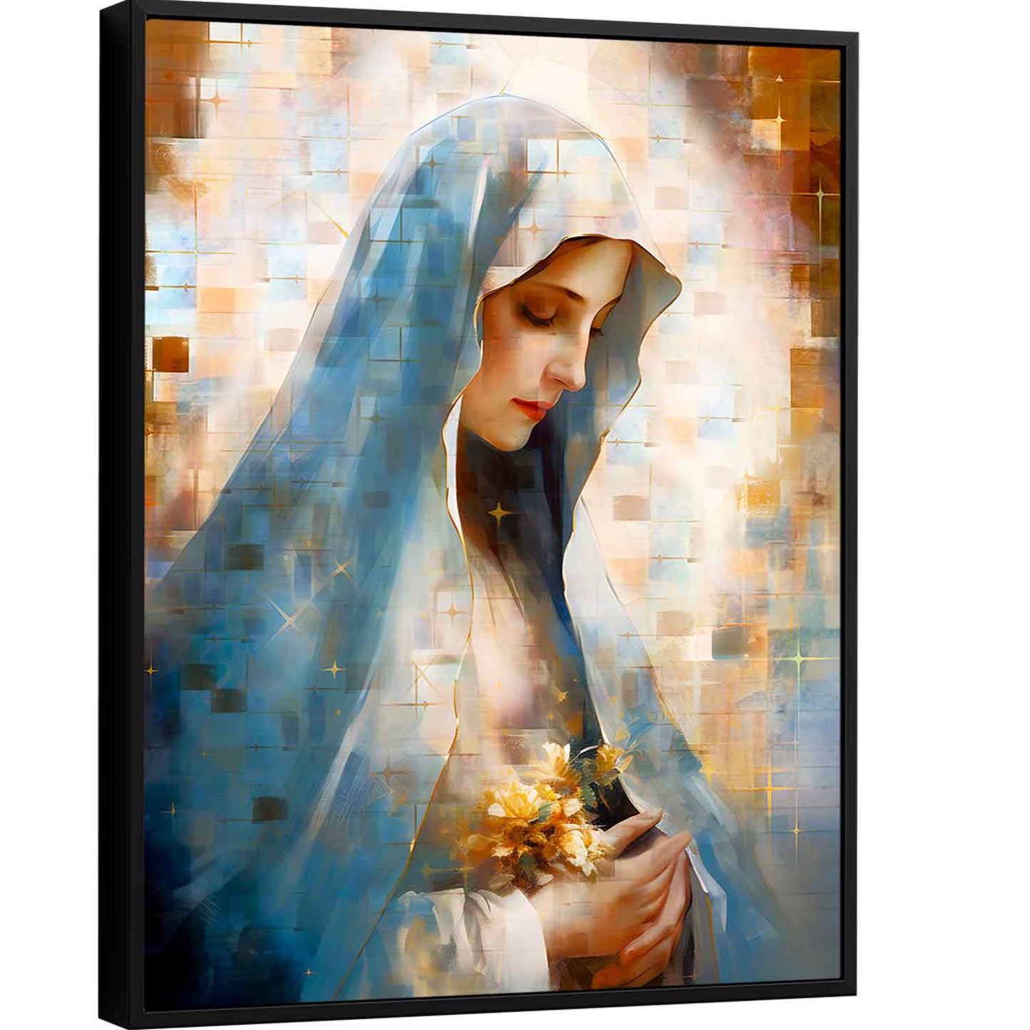 Our Lady of Grace Grid Art Frame – Marian Devotional Wall Art