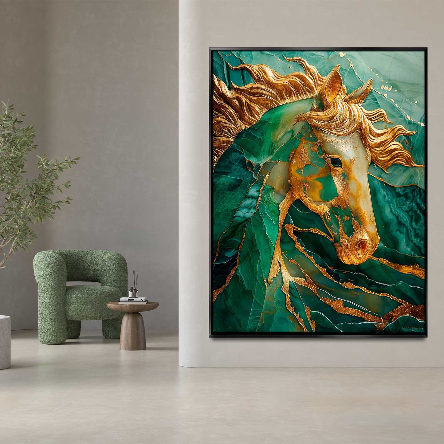 abstract-emerald-green-gold-horse-canvas-print