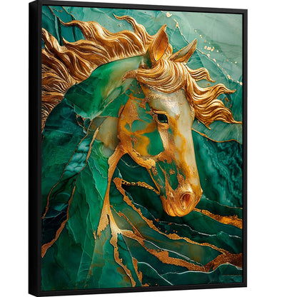 abstract-emerald-green-gold-horse-canvas-print