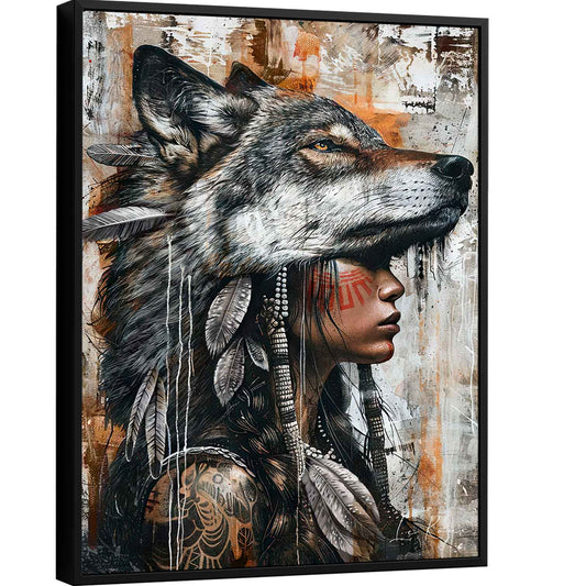 Wild Soul Woman with Wolf Headdress Art