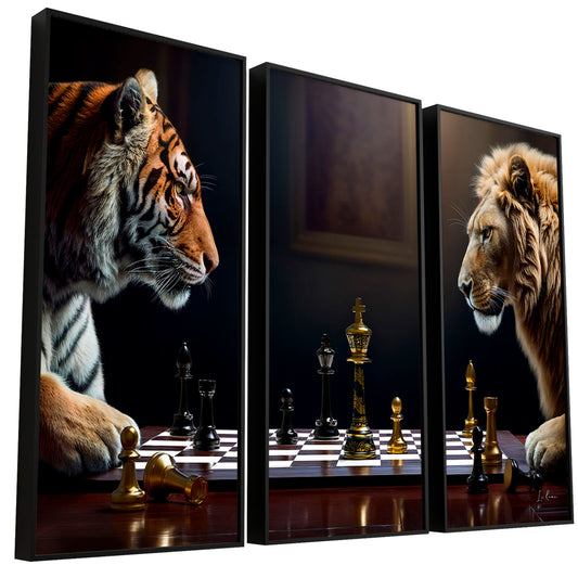 game-of-beast-lion-vs-tiger-chess-wall-art