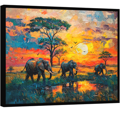 vibrant-safari-sunset-wall-art-with-elephants