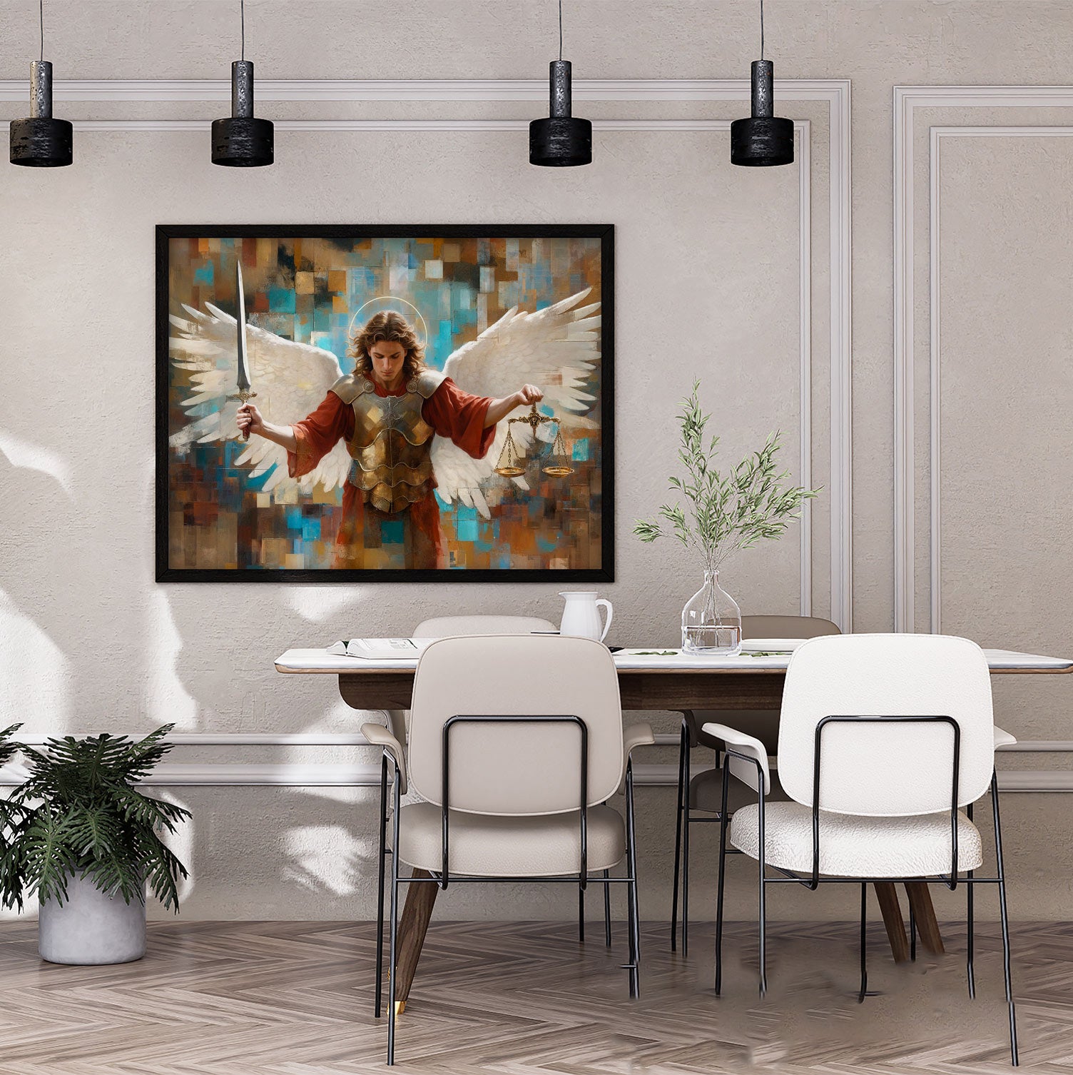 saint-michael-abstract-grid-art-frame