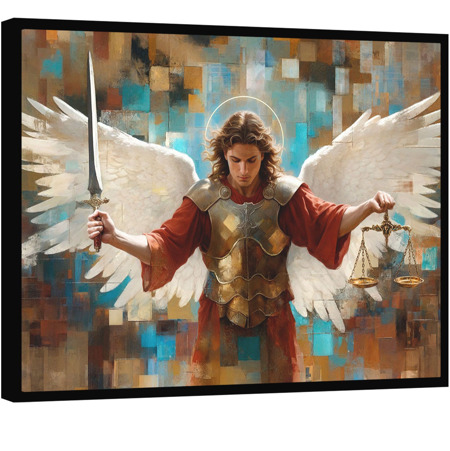 saint-michael-abstract-grid-art-frame